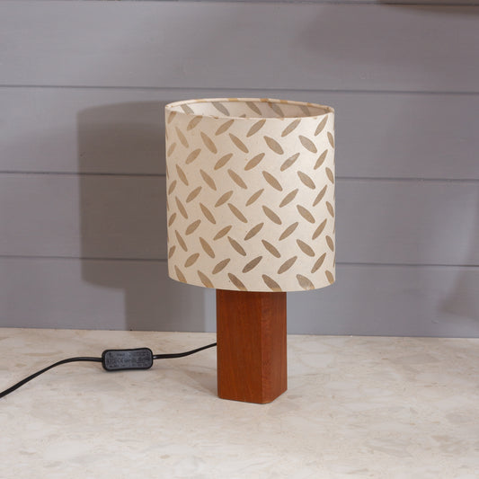 Square Sapele Lamp Base with Oval Lamp shade in P10 ~ Batik Tread Plate Natural