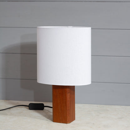 Square Sapele Lamp Base with Oval Lamp shade in F160 ~ White Linen