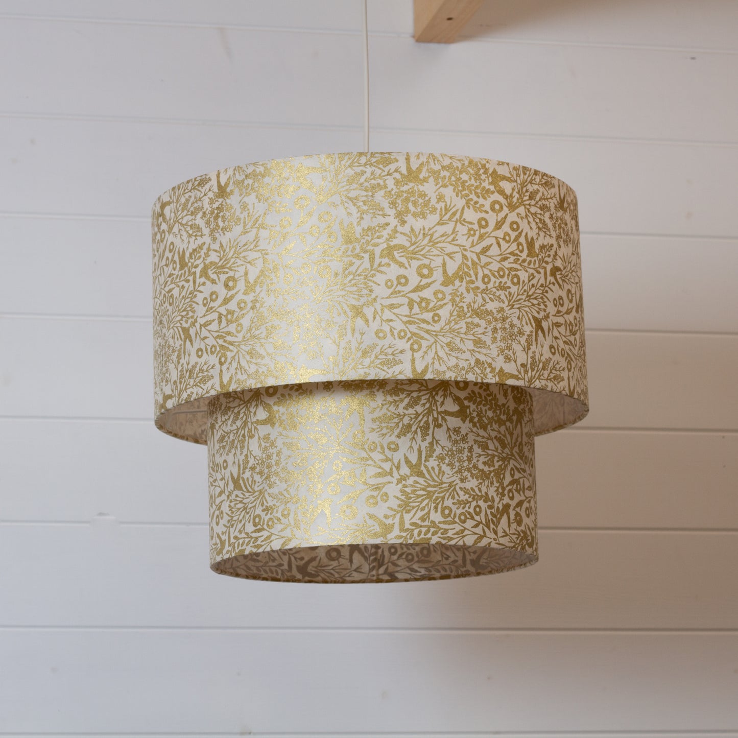 2 Tier Lamp Shade - B135 ~ Gold Birds, 40cm x 20cm & 30cm x 15cm (Copy)