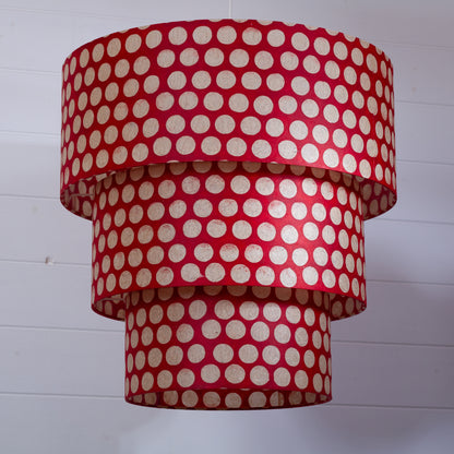 3 Tier Lamp Shade - P84 - Batik Dots on Red, 50cm x 20cm, 40cm x 17.5cm & 30cm x 15cm