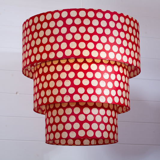 3 Tier Lamp Shade - P84 - Batik Dots on Red, 50cm x 20cm, 40cm x 17.5cm & 30cm x 15cm