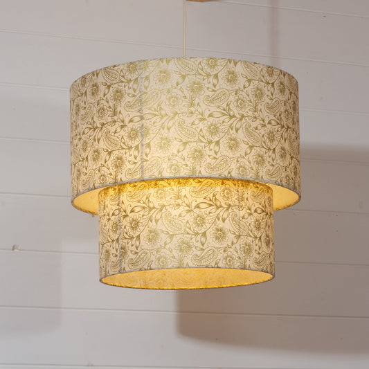 2 Tier Lamp Shade - P69 - Garden Gold on Natural, 40cm x 20cm & 30cm x 15cm