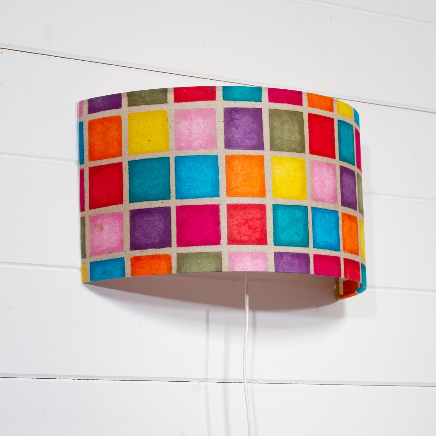 Wall Light - P01 - Batik Multi Square, 36cm(wide) x 20cm(h)