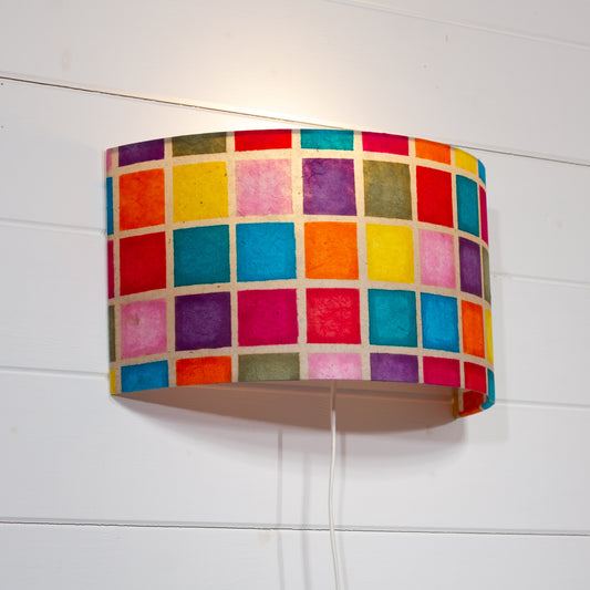 Wall Light - P01 - Batik Multi Square, 36cm(wide) x 20cm(h)