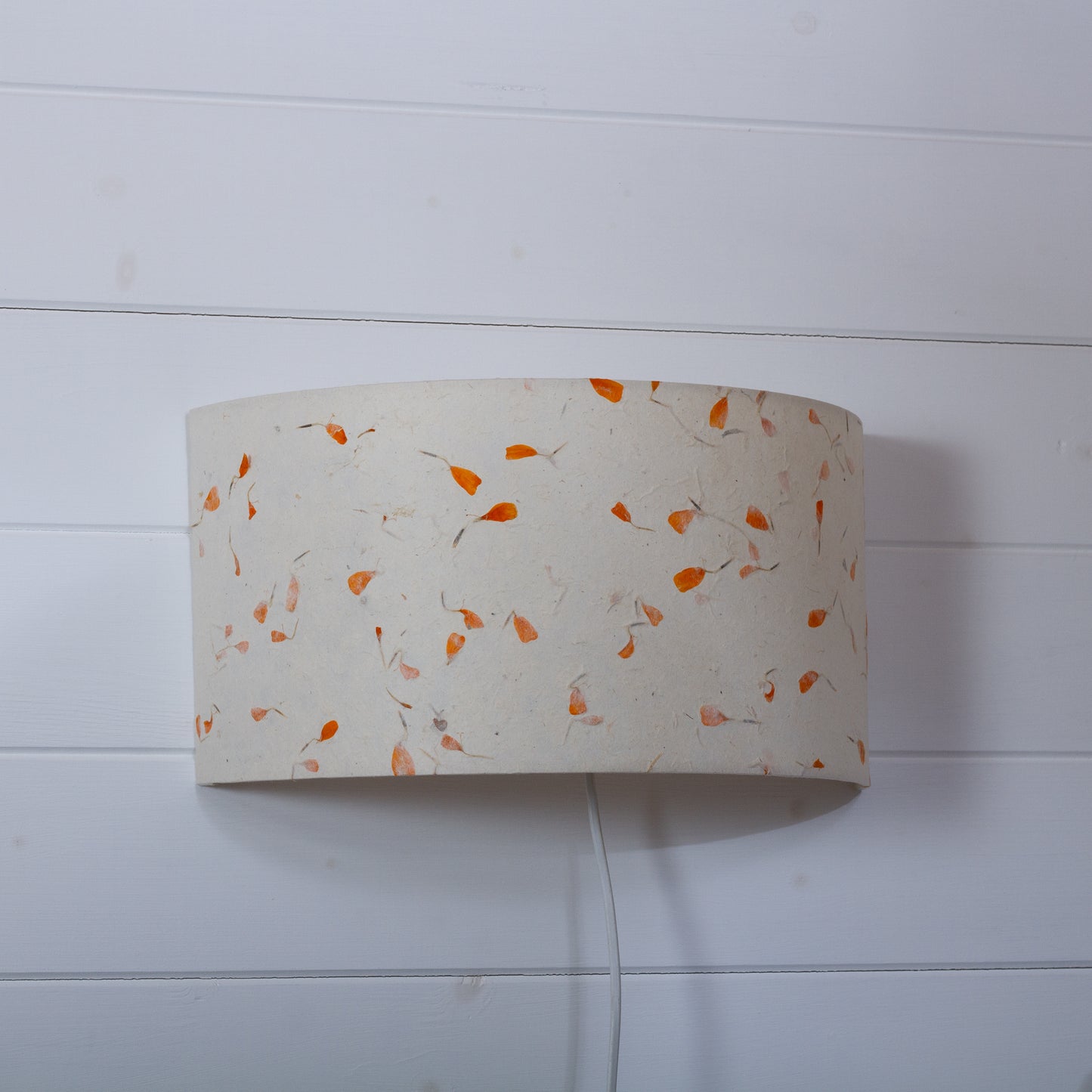 Wall Light - P32 - Marigold Petals on Natural Lokta, 36cm(wide) x 19cm(h)