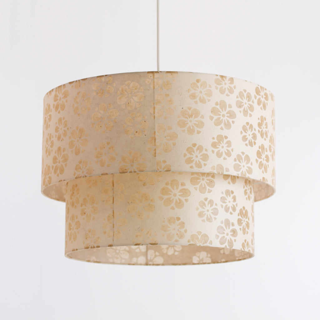 2 Tier Lamp Shade - P75 ~ Batik Star Flower Natural, 50cm x 20cm & 40cm x 15cm