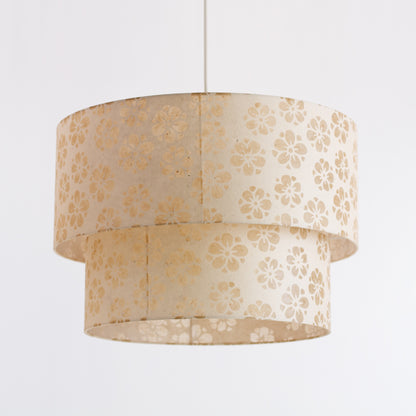 2 Tier Lamp Shade - P75 ~ Batik Star Flower Natural, 50cm x 20cm & 40cm x 15cm