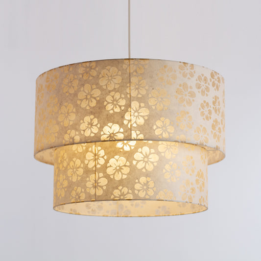 2 Tier Lamp Shade - P75 ~ Batik Star Flower Natural, 50cm x 20cm & 40cm x 15cm