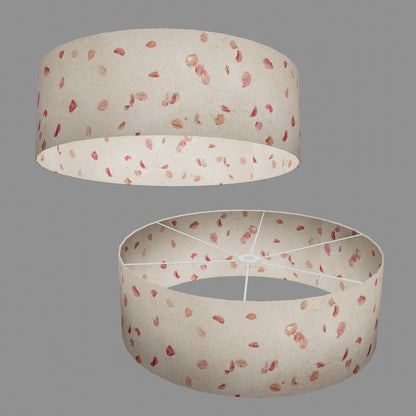 Drum Lamp Shade - P33 - Rose Petals on Natural Lokta, 60cm(d) x 20cm(h)