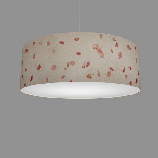 Drum Lamp Shade - P33 - Rose Petals on Natural Lokta, 60cm(d) x 20cm(h)