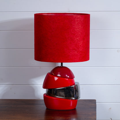 Red Wedge Lamp with Oval Lamp Shade