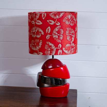 Red Wedge Lamp with Oval Lamp Shade