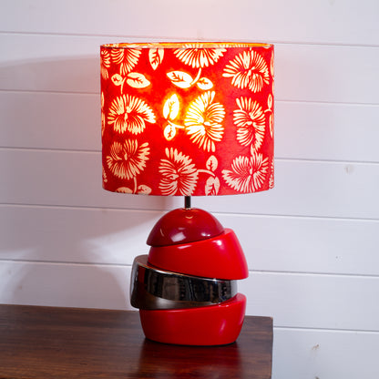 Red Wedge Lamp with Oval Lamp Shade