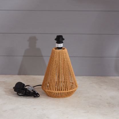 Tamura Table Lamp - Natural with Conical Lamp Shade in P32 - Marigold Petals