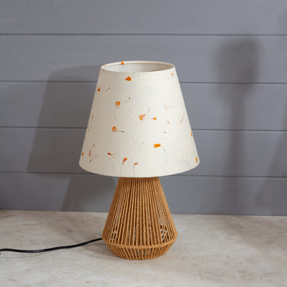 Tamura Table Lamp - Natural with Conical Lamp Shade in P32 - Marigold Petals