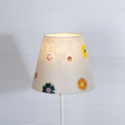 Conical Lamp Shade P35 ~ Batik Multi Flower on Natural, 15cm(top) x 25cm(bottom) x 20cm(height)