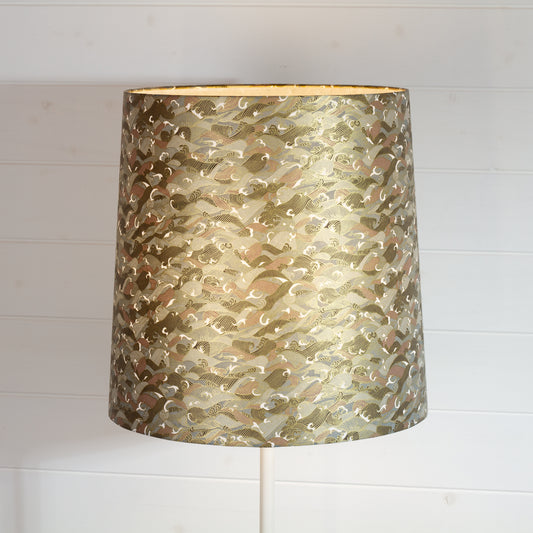 Conical Lampshade 35cm(top) x 40cm(bottom) x 40cm(height) in W03 - Gold Waves on Greys
