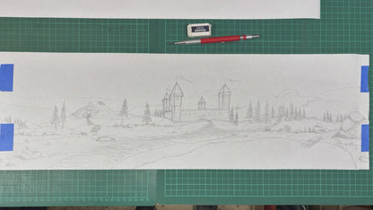 'Home is my Castle' Landscape Print, Square Sapele Table Lamp