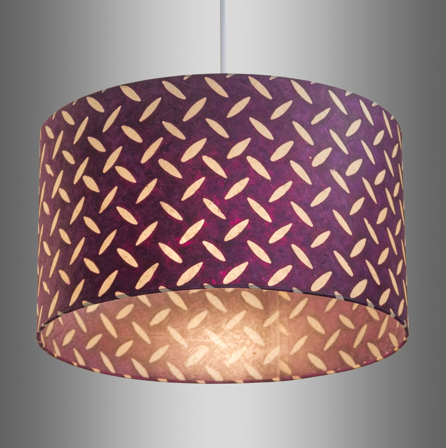 Drum Lamp Shade - P13 - Batik Tread Plate Purple, 35cm(d) x 20cm(h) - Imbue Lighting