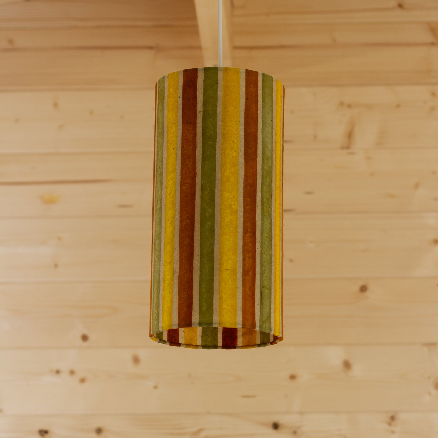 Drum Lamp Shade - P06 ~ Batik Stripes Autumn, 15cm(diameter)
