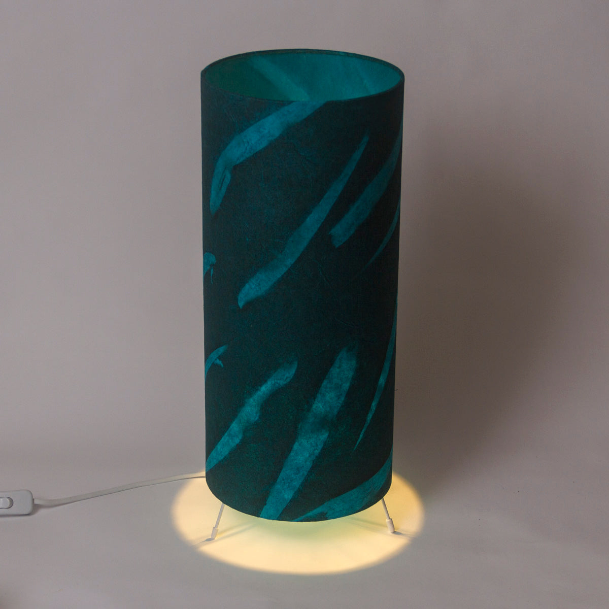 Free Standing Table Lamp Large - P99 - Teal Bamboo Resistance dyed Lokta