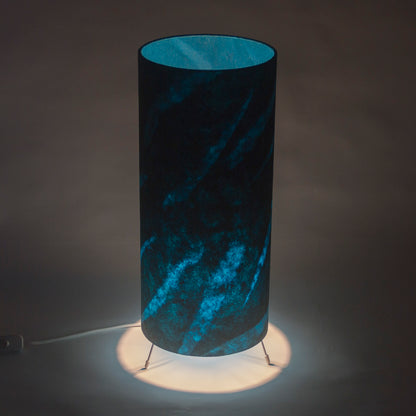 Free Standing Table Lamp Large - P99 - Teal Bamboo Resistance dyed Lokta