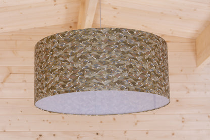 Drum Lamp Shade - W03 ~ Gold Waves on Greys, 70cm(d) x 30cm(h)