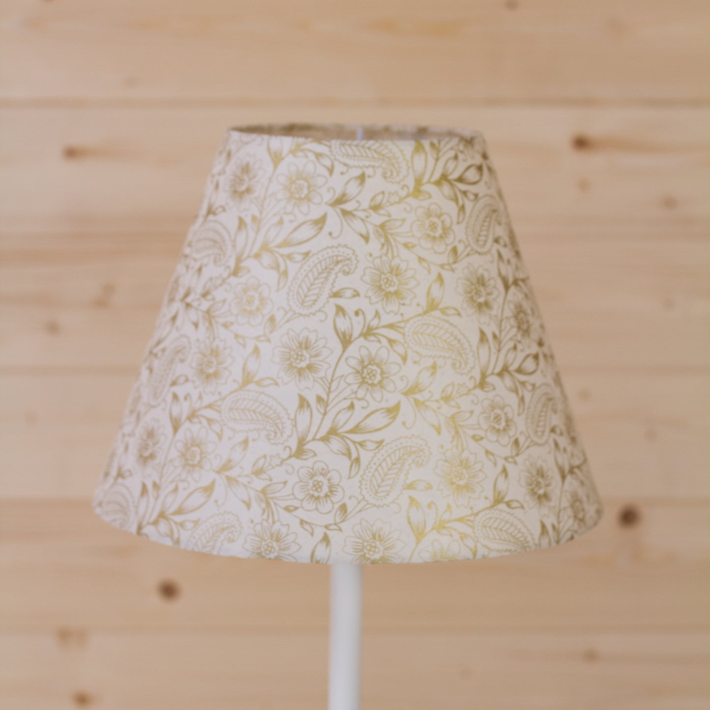 Conical Lamp Shade P69 - Garden Gold on Natural, 15cm(top) x 30cm(bottom) x 22cm(height)
