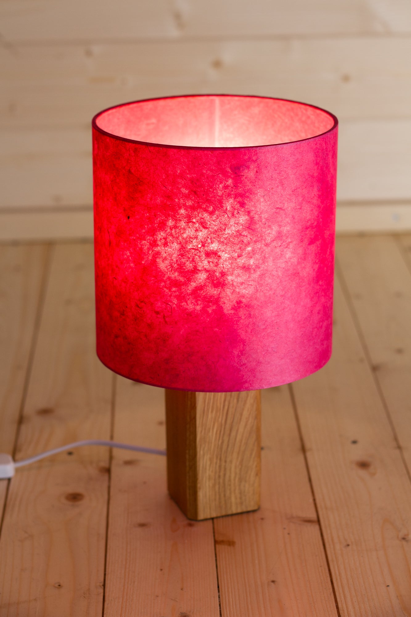 Square Oak Table Lamp with 20x20cm Lamp Shade P57