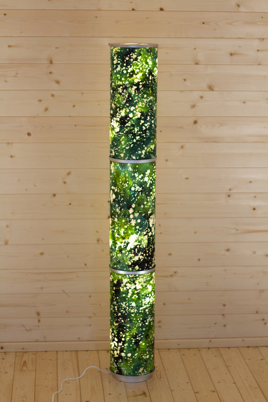 3 Panel Floor Lamp - B114 ~ Batik Canopy Greens, 20cm(d) x 1.4m(h)