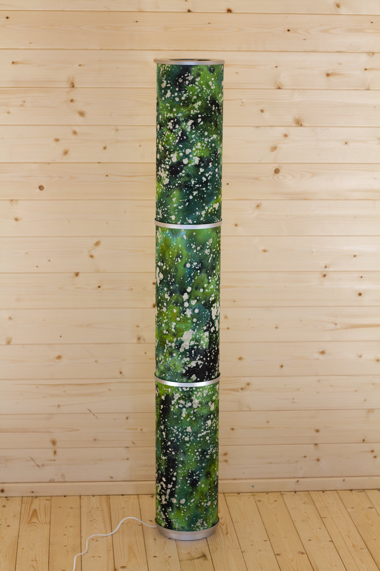 3 Panel Floor Lamp - B114 ~ Batik Canopy Greens, 20cm(d) x 1.4m(h)