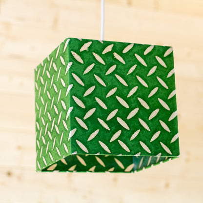 Square Lamp Shade - P96 - Batik Tread Plate Green, 20cm(w) x 20cm(h) x 20cm(d)