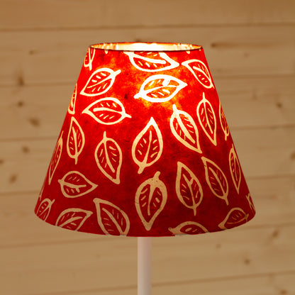 Conical Lamp Shade P30 - Batik Leaf on Red, 15cm(top) x 30cm(bottom) x 22cm(height)