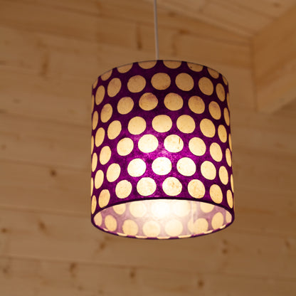 Drum Lamp Shade - P79 - Batik Dots Purple, 20cm(d) x 20cm(h)