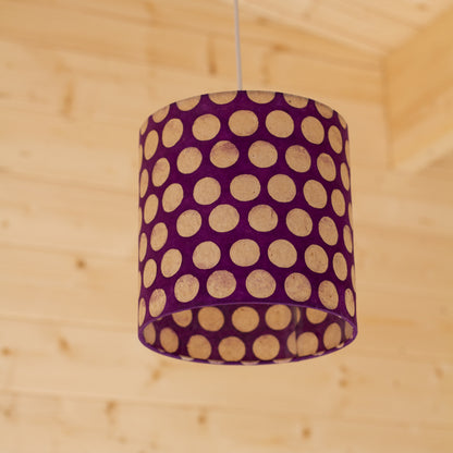 Drum Lamp Shade - P79 - Batik Dots Purple, 20cm(d) x 20cm(h)