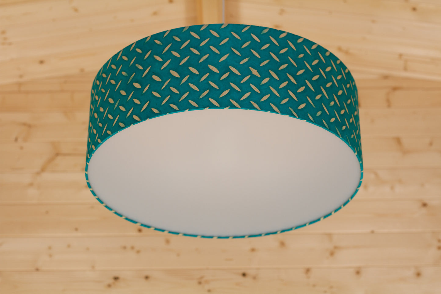 Drum Lamp Shade - P15 - Batik Tread Plate Mint Green, 60cm(d) x 20cm(h)