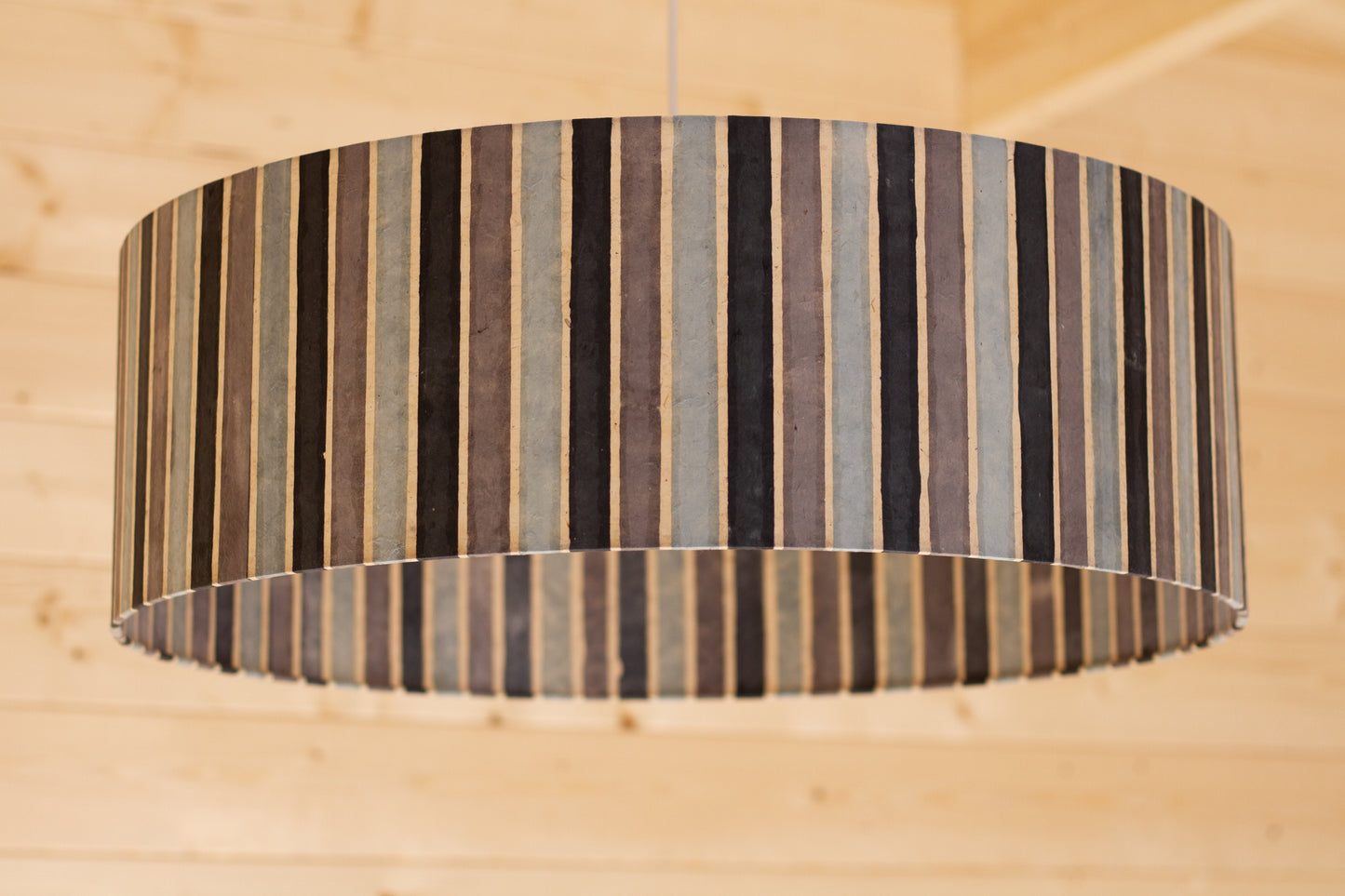 Drum Lamp Shade - P08 - Batik Stripes Grey, 60cm(d) x 20cm(h)