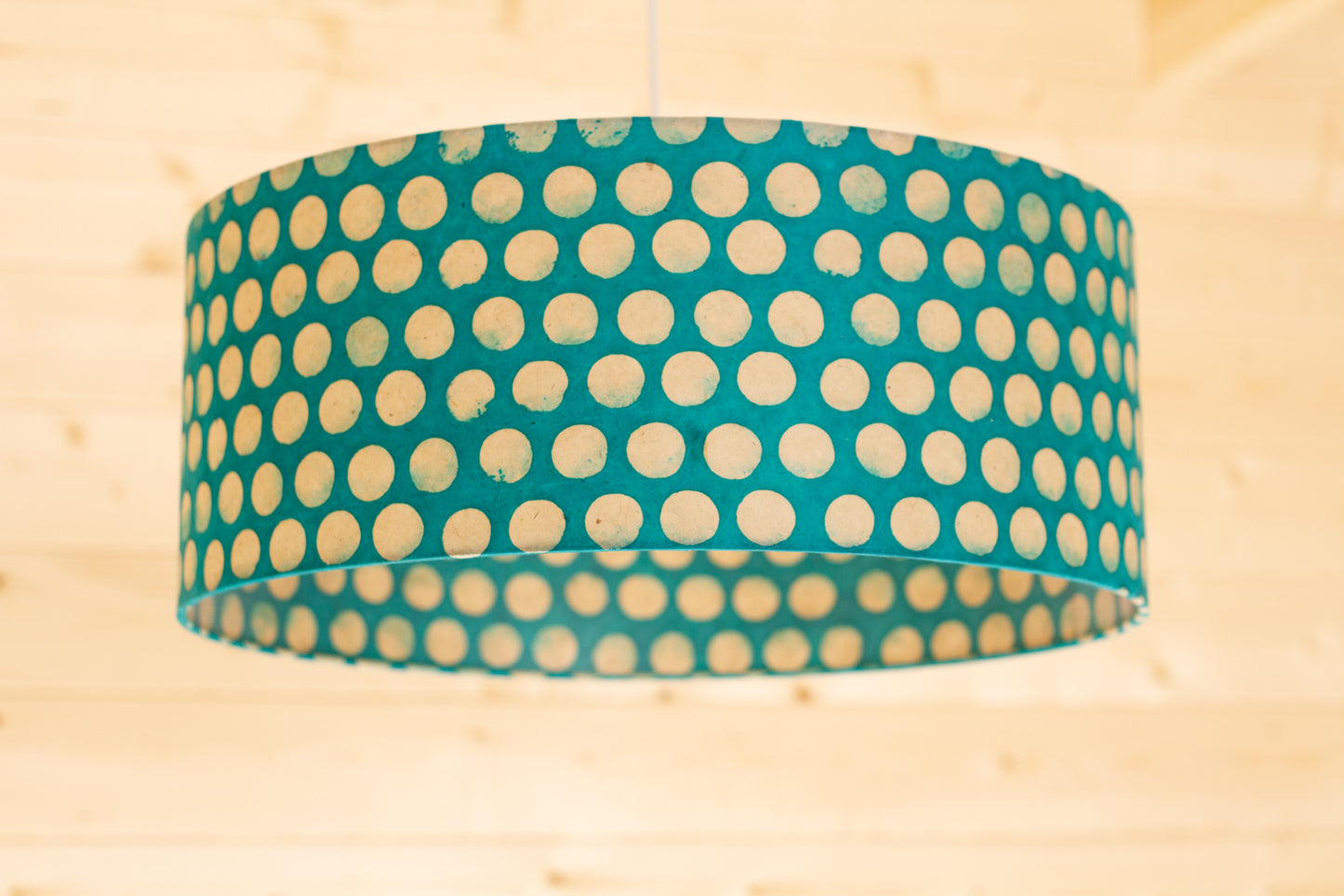 Drum Lamp Shade - P97 - Batik Dots on Cyan, 50cm(d) x 20cm(h)