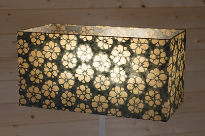 Rectangle Lamp Shade - P77 - Batik Star Flower Grey, 50cm(w) x 25cm(h) x 25cm(d)