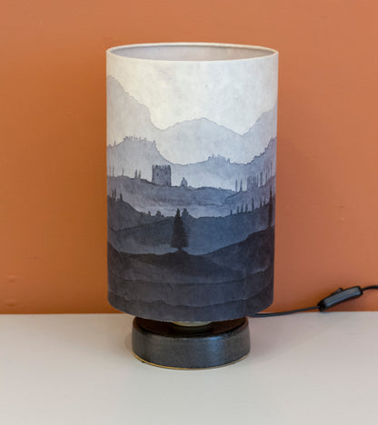 Original Ink Sketch Lamp Shade on a Stoneware Table Lamp