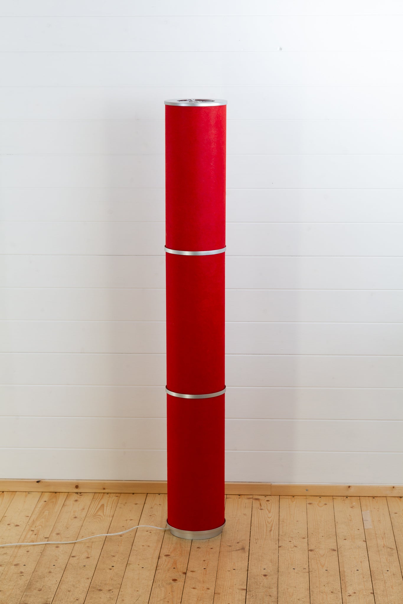 3 Panel Floor Lamp - P60 - Red Lokta, 20cm(d) x 1.4m(h)