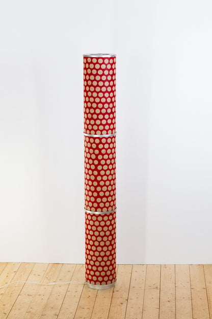 3 Panel Floor Lamp - P84 - Batik Dots on Red, 20cm(d) x 1.4m(h)