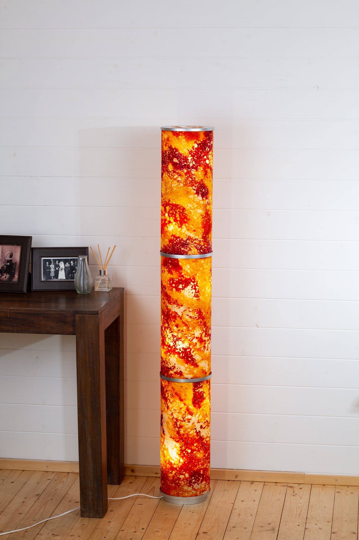 3 Panel Floor Lamp - B112 ~ Batik Lava Red Orange, 20cm(d) x 1.4m(h)