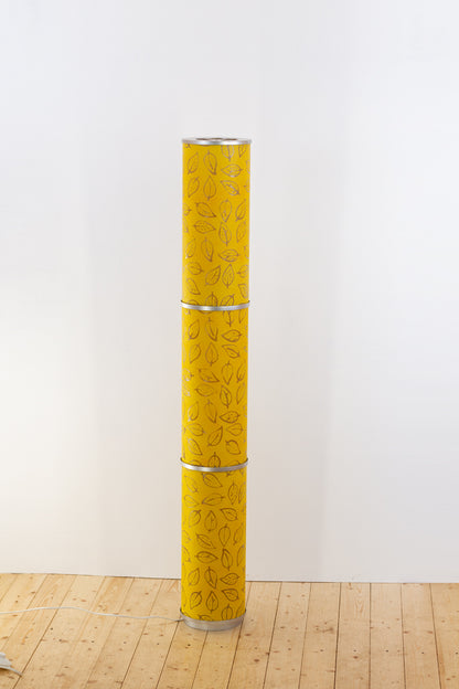 3 Panel Floor Lamp - B107 ~ Batik Leaf Yellow, 20cm(d) x 1.4m(h)