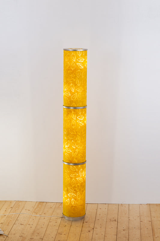 3 Panel Floor Lamp - B107 ~ Batik Leaf Yellow, 20cm(d) x 1.4m(h)