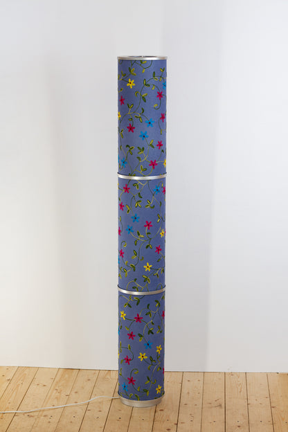 3 Panel Floor Lamp - P46 ~ Embroidered Evening Blue, 20cm(d) x 1.4m(h)