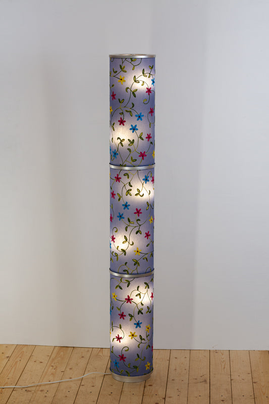 3 Panel Floor Lamp - P46 ~ Embroidered Evening Blue, 20cm(d) x 1.4m(h)