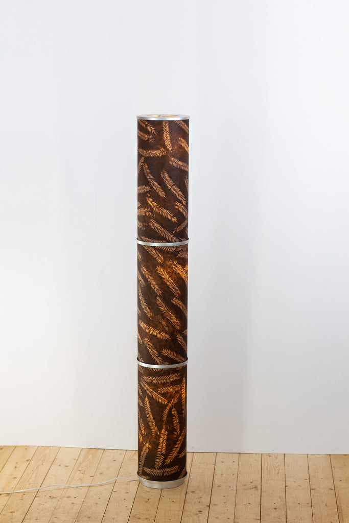 3 Panel Floor Lamp - P26 - Resistance Dyed Brown Fern, 20cm(d) x 1.4m(h)