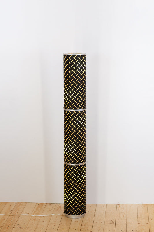 3 Panel Floor Lamp - P11 - Batik Tread Plate Black, 20cm(d) x 1.4m(h)
