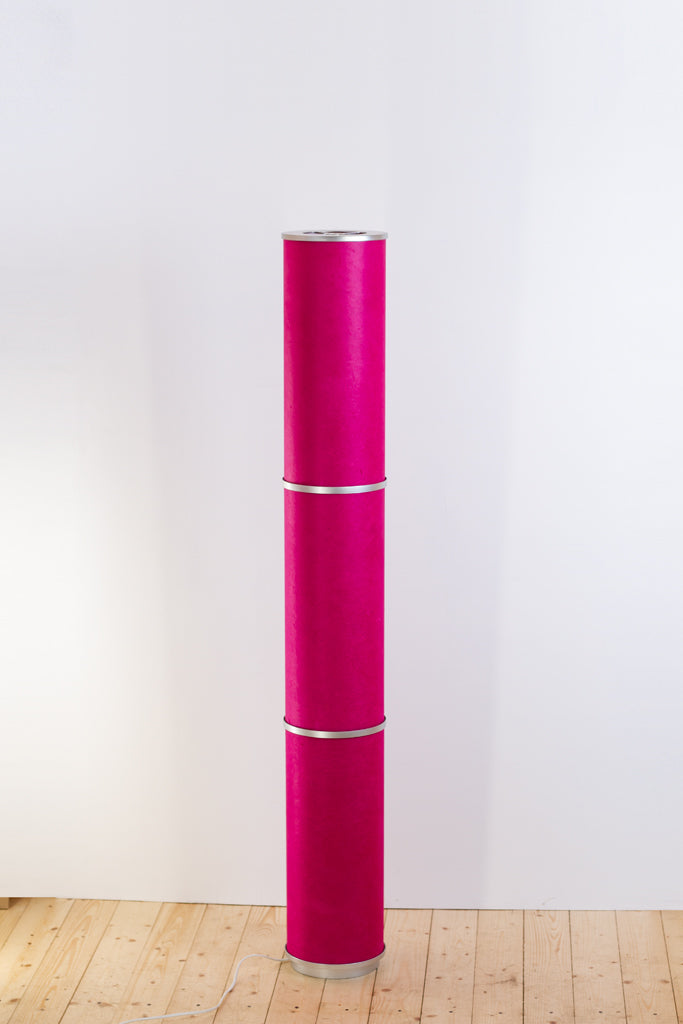 3 Panel Floor Lamp - P57 - Hot Pink Lokta, 20cm(d) x 1.4m(h)